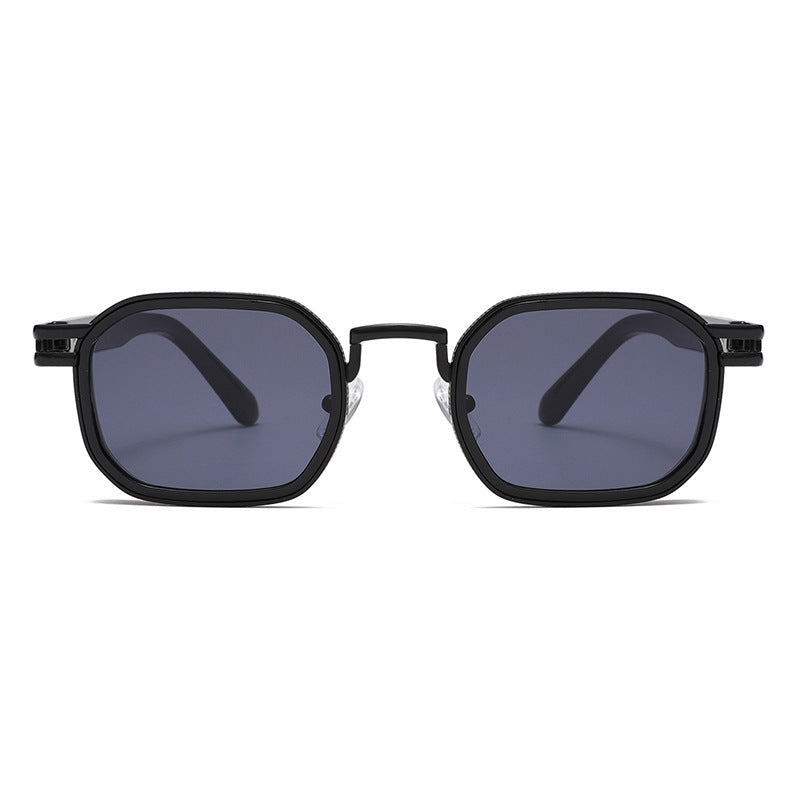 Unisex Full Frame Polygons Sunglasses With PC Lens Material In Golden, Perfect For Spring Season