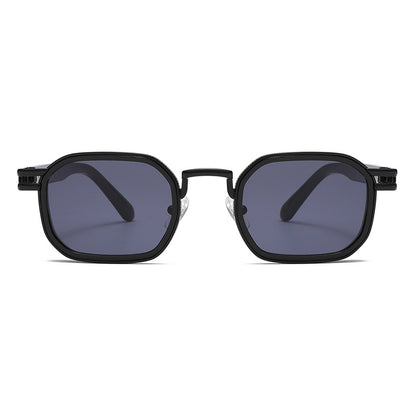 Unisex Full Frame Polygons Sunglasses With PC Lens Material In Golden, Perfect For Spring Season