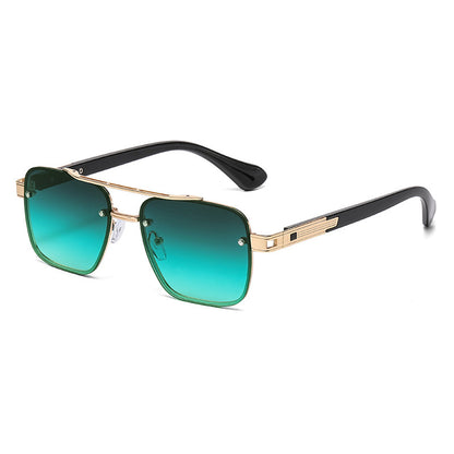 Unisex Half Frame Polygons Sunglasses With PC Lens Material In Golden, Perfect For Outdoor Use
