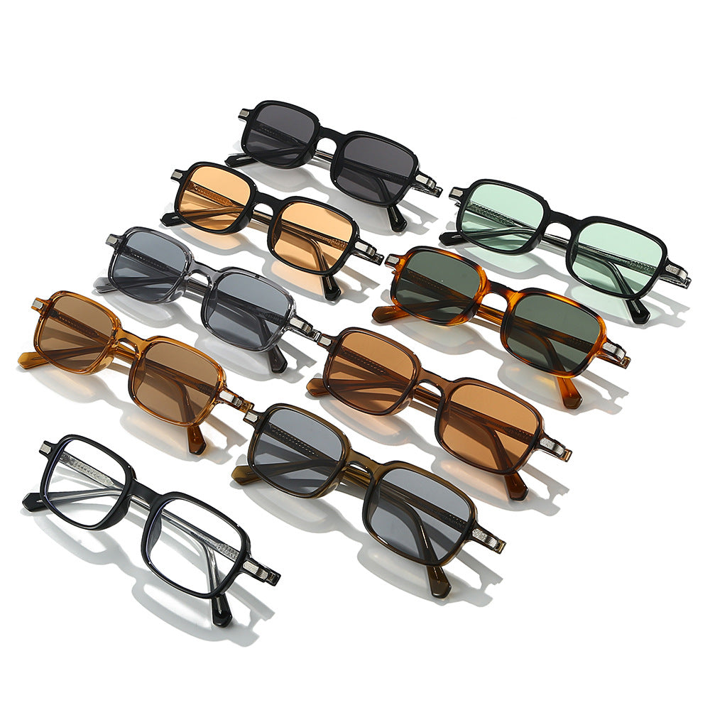 Unisex Square Full Frame Sunglasses With Ac Lens Material In Black, Perfect For Spring