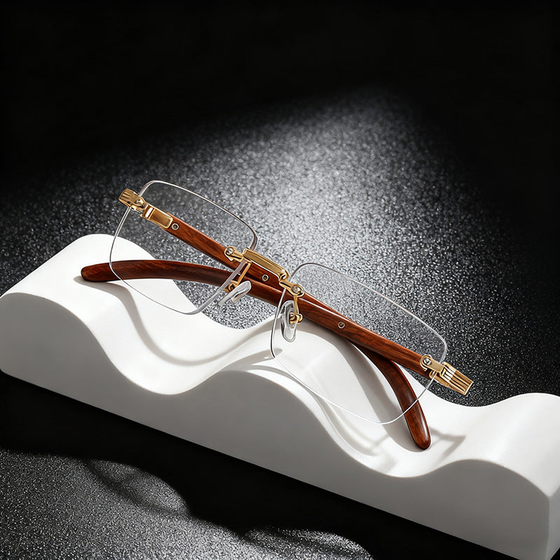 Frameless Square Blue Light Blocking Glasses With PC Lens Material, Ideal For Summer Wear