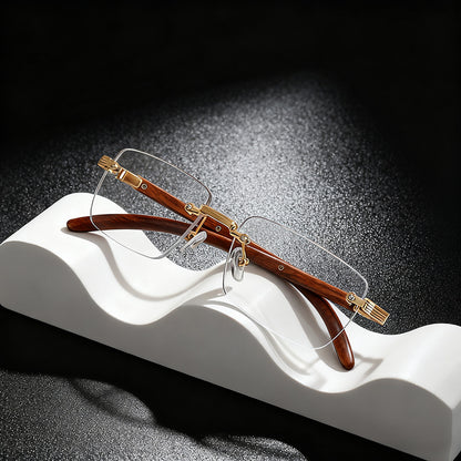 Frameless Square Blue Light Blocking Glasses With PC Lens Material, Ideal For Summer Wear