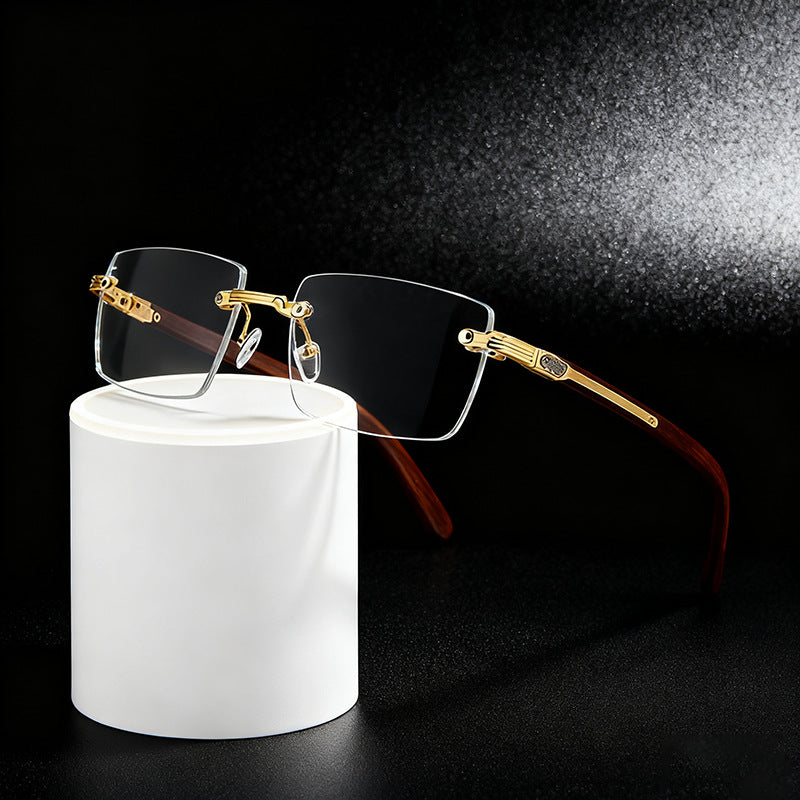 Frameless Square Blue Light Blocking Glasses With PC Lens Material, Ideal For Summer Wear