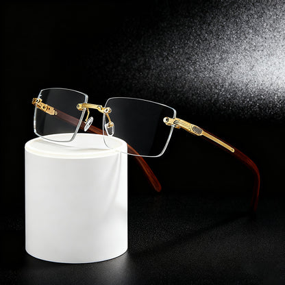 Frameless Square Blue Light Blocking Glasses With PC Lens Material, Ideal For Summer Wear