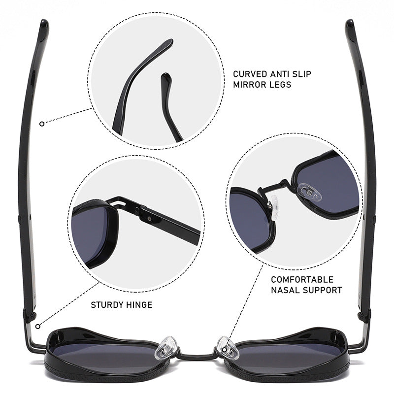 Unisex Full Frame Polygons Sunglasses With PC Lens Material In Golden, Perfect For Spring Season
