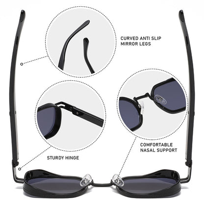 Unisex Full Frame Polygons Sunglasses With PC Lens Material In Golden, Perfect For Spring Season