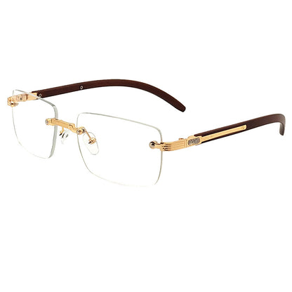 Frameless Square Blue Light Blocking Glasses With PC Lens Material, Ideal For Summer Wear