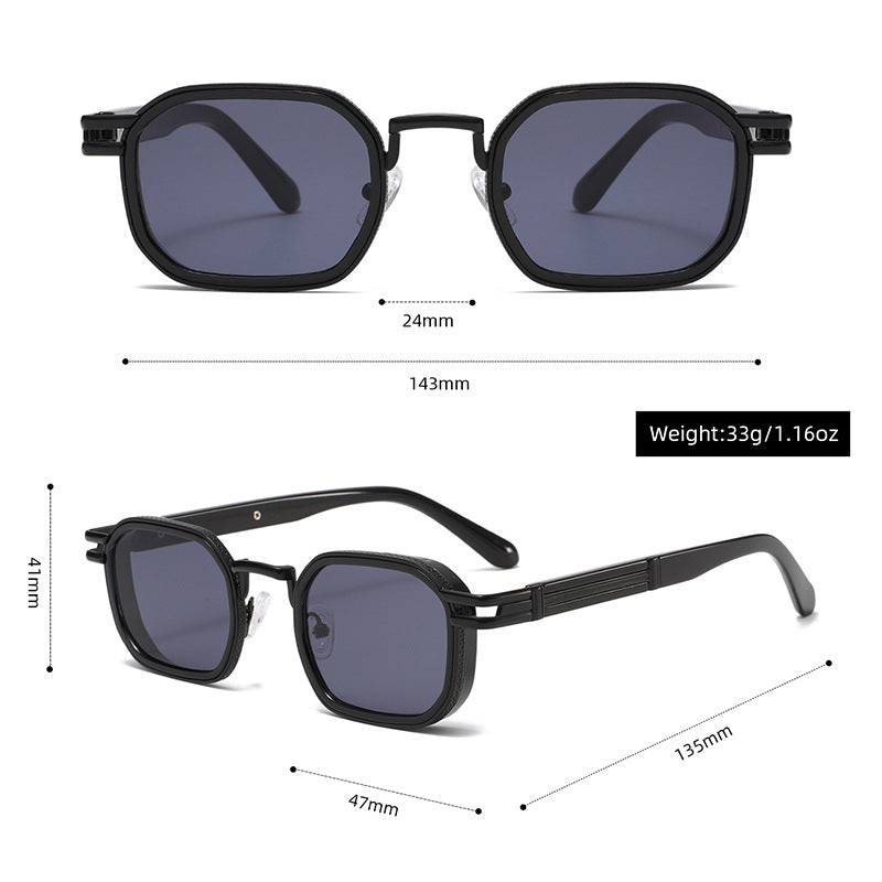 Unisex Full Frame Polygons Sunglasses With PC Lens Material In Golden, Perfect For Spring Season