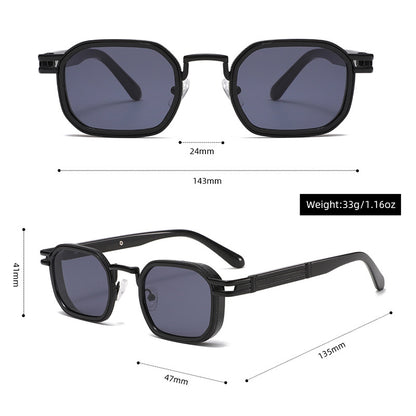 Unisex Full Frame Polygons Sunglasses With PC Lens Material In Golden, Perfect For Spring Season