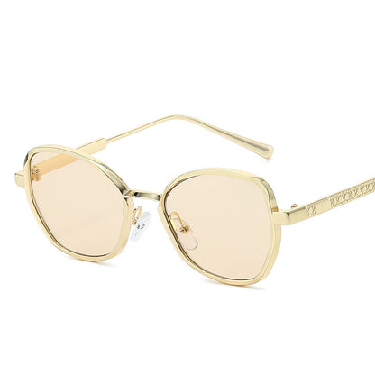 Unisex Polygons Full Frame Sunglasses With Ac Lens Material In Golden, Perfect For Spring Season