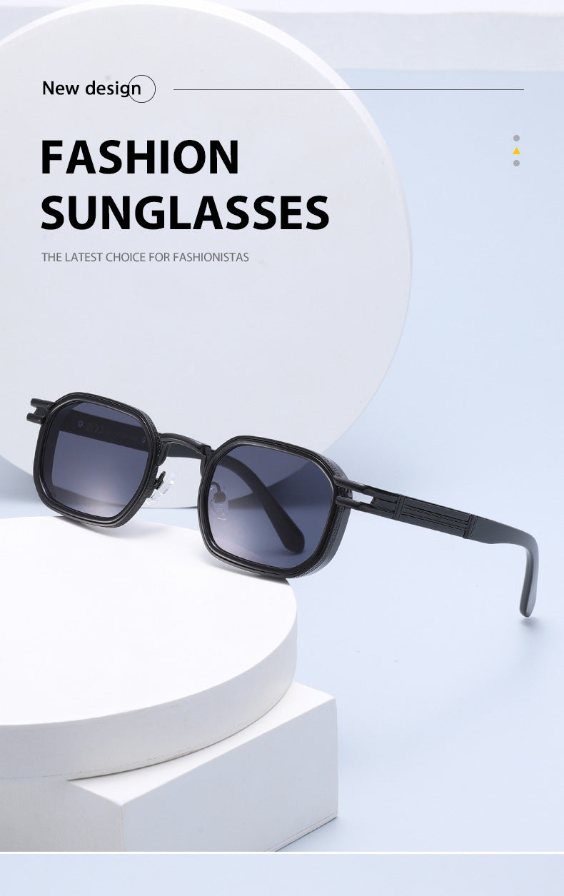 Unisex Full Frame Polygons Sunglasses With PC Lens Material In Golden, Perfect For Spring Season