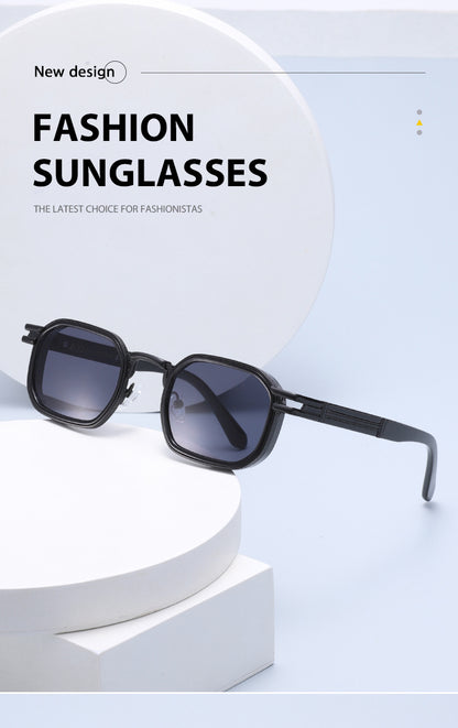 Unisex Full Frame Polygons Sunglasses With PC Lens Material In Golden, Perfect For Spring Season