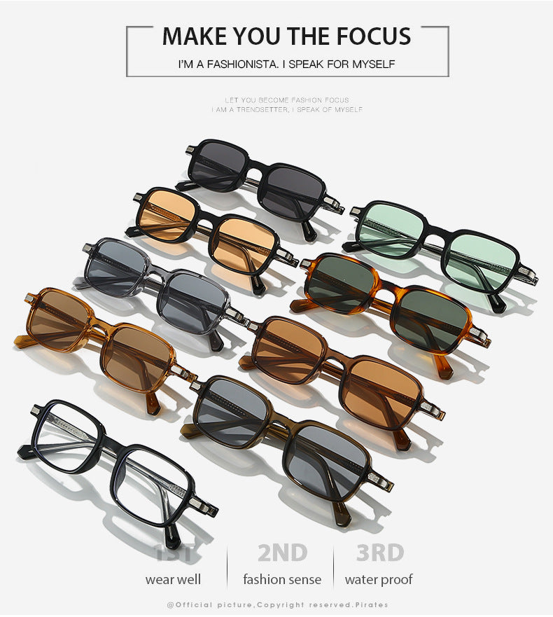 Unisex Square Full Frame Sunglasses With Ac Lens Material In Black, Perfect For Spring