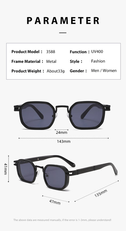 Unisex Full Frame Polygons Sunglasses With PC Lens Material In Golden, Perfect For Spring Season