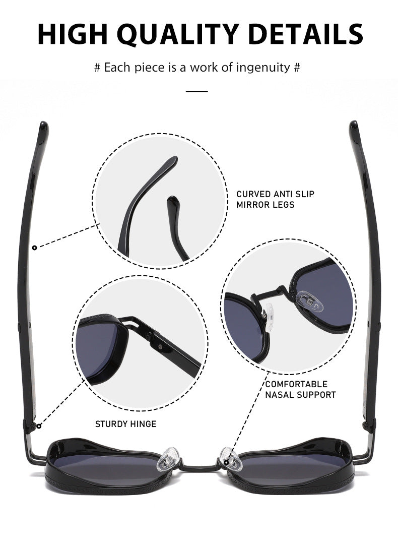 Unisex Full Frame Polygons Sunglasses With PC Lens Material In Golden, Perfect For Spring Season