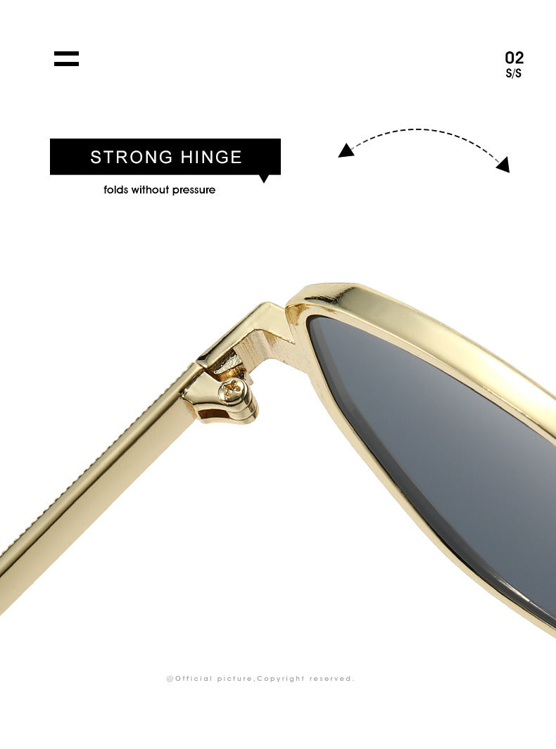 Unisex Polygons Full Frame Sunglasses With Ac Lens Material In Golden, Perfect For Spring Season