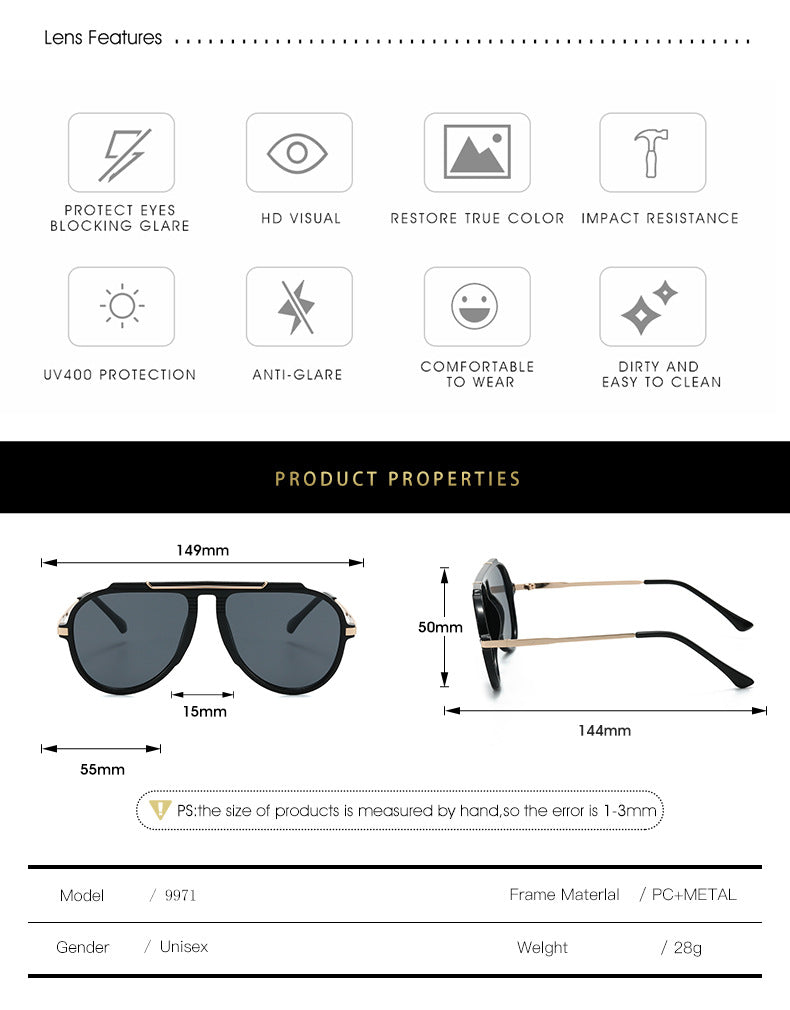 Unisex Toad Glasses Sunglasses With Full Frame And PC Lens Material In Black, Perfect For Party
