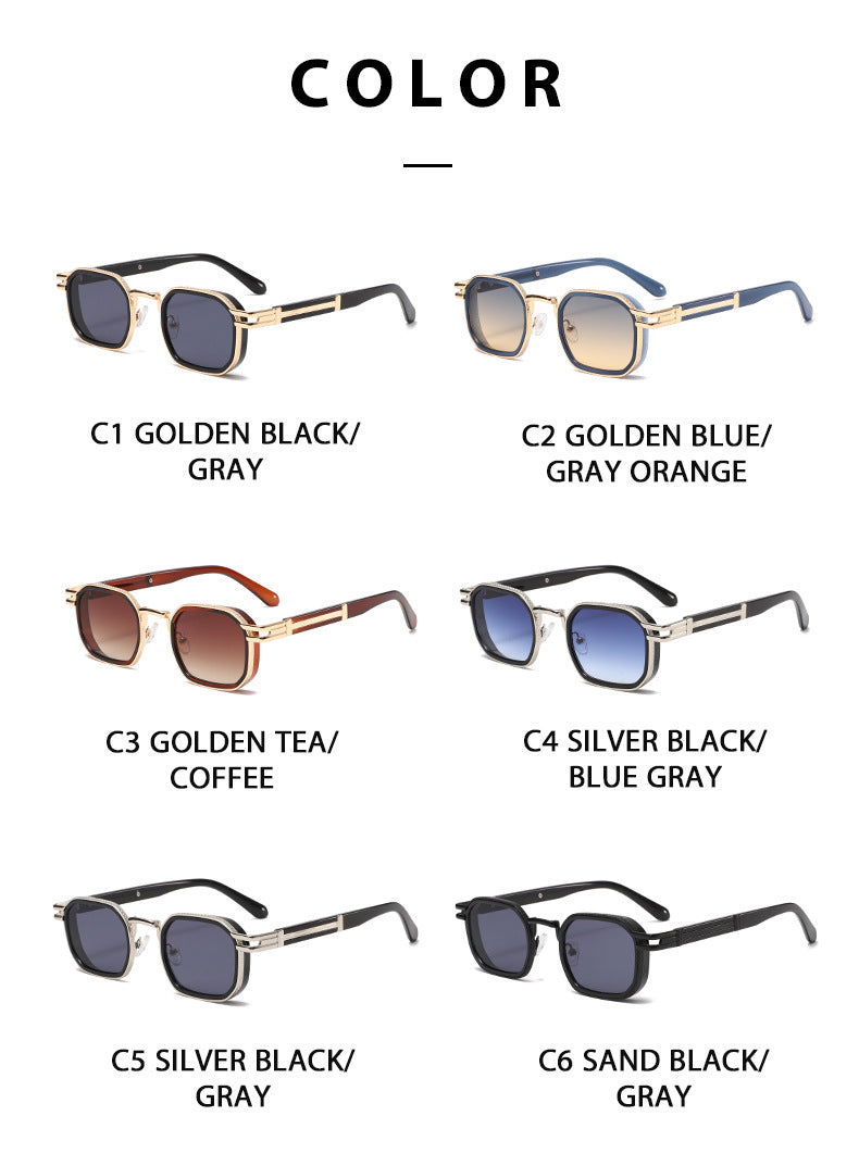 Unisex Full Frame Polygons Sunglasses With PC Lens Material In Golden, Perfect For Spring Season