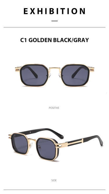 Unisex Full Frame Polygons Sunglasses With PC Lens Material In Golden, Perfect For Spring Season
