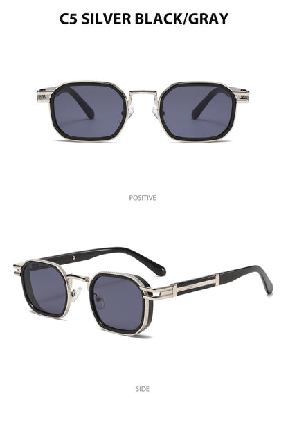 Unisex Full Frame Polygons Sunglasses With PC Lens Material In Golden, Perfect For Spring Season