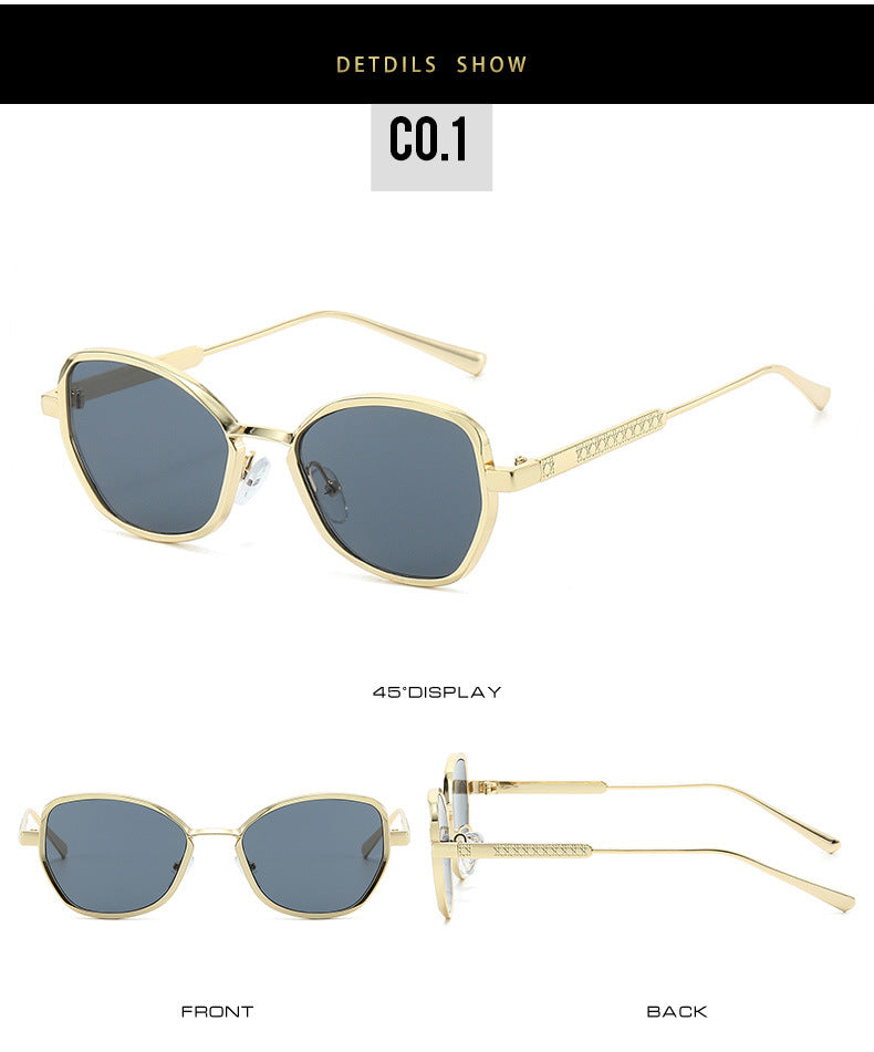 Unisex Polygons Full Frame Sunglasses With Ac Lens Material In Golden, Perfect For Spring Season