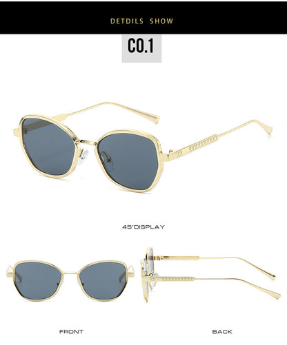 Unisex Polygons Full Frame Sunglasses With Ac Lens Material In Golden, Perfect For Spring Season