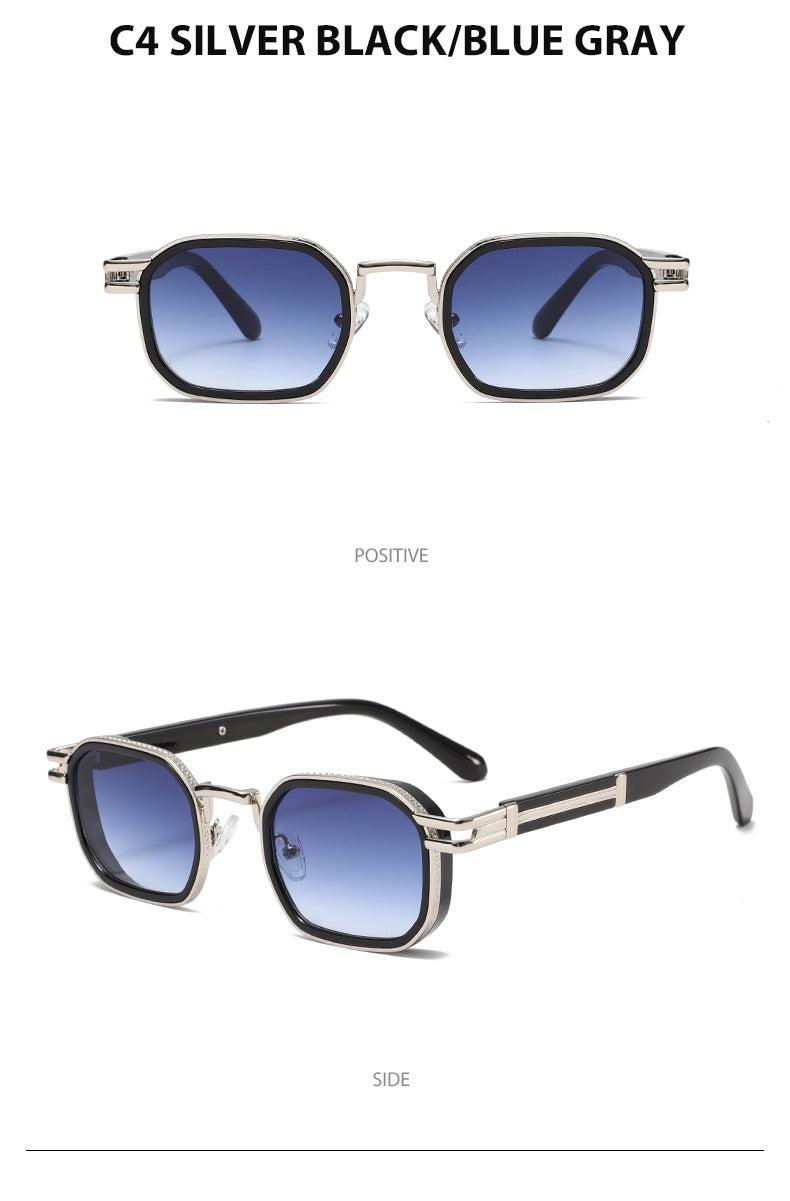 Unisex Full Frame Polygons Sunglasses With PC Lens Material In Golden, Perfect For Spring Season