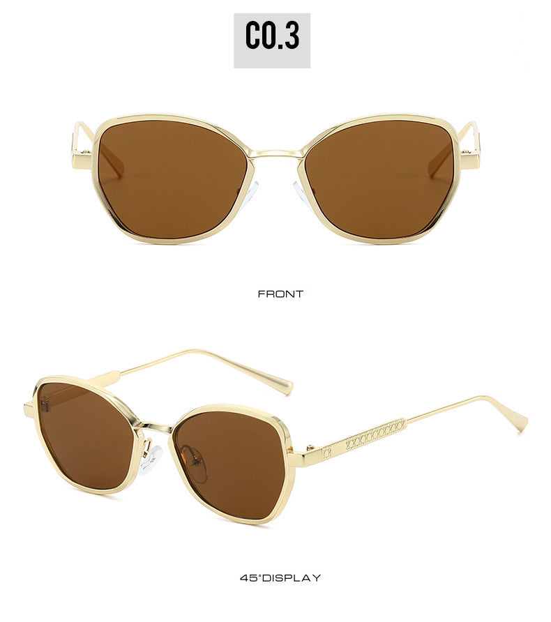 Unisex Polygons Full Frame Sunglasses With Ac Lens Material In Golden, Perfect For Spring Season