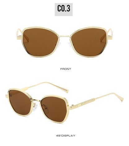 Unisex Polygons Full Frame Sunglasses With Ac Lens Material In Golden, Perfect For Spring Season