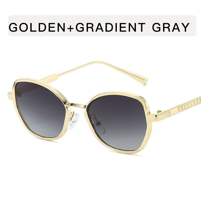Unisex Polygons Full Frame Sunglasses With Ac Lens Material In Golden, Perfect For Spring Season