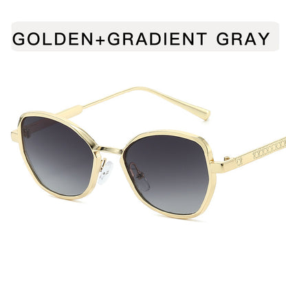 Unisex Polygons Full Frame Sunglasses With Ac Lens Material In Golden, Perfect For Spring Season