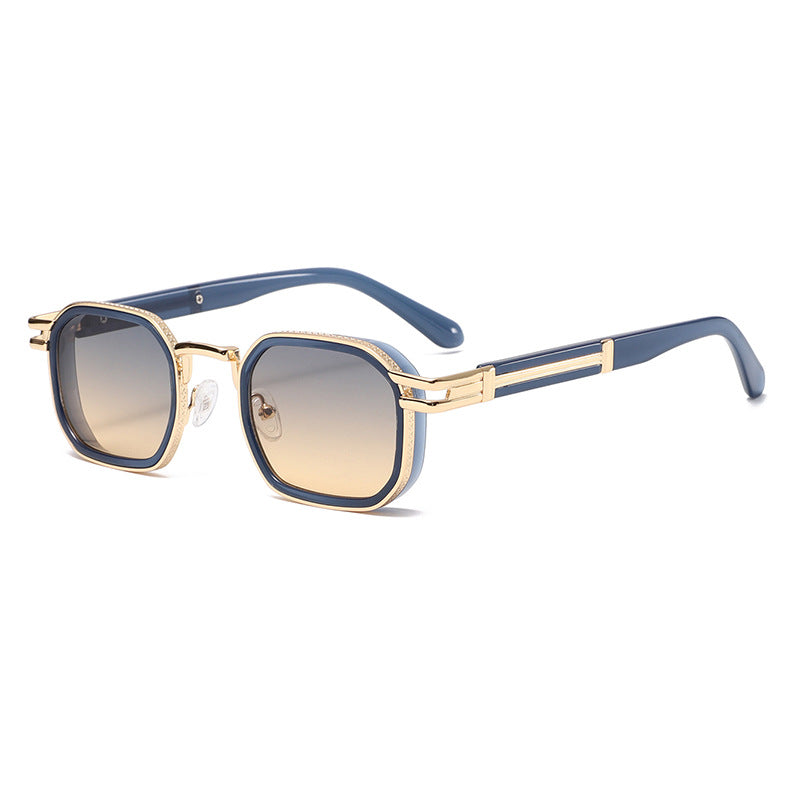 Unisex Full Frame Polygons Sunglasses With PC Lens Material In Golden, Perfect For Spring Season