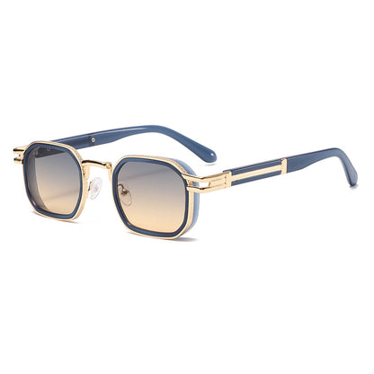Unisex Full Frame Polygons Sunglasses With PC Lens Material In Golden, Perfect For Spring Season