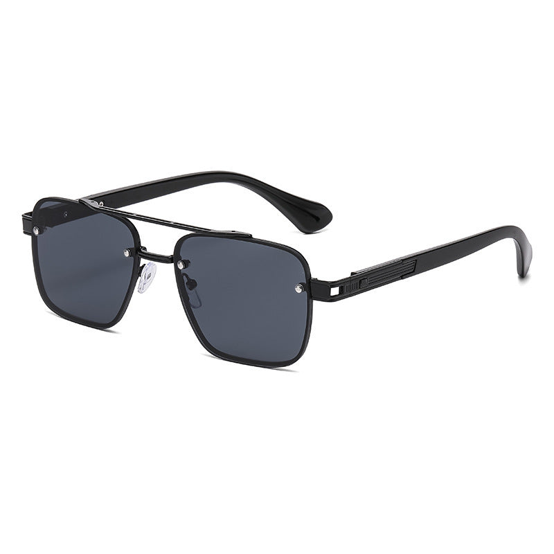 Unisex Half Frame Polygons Sunglasses With PC Lens Material In Golden, Perfect For Outdoor Use