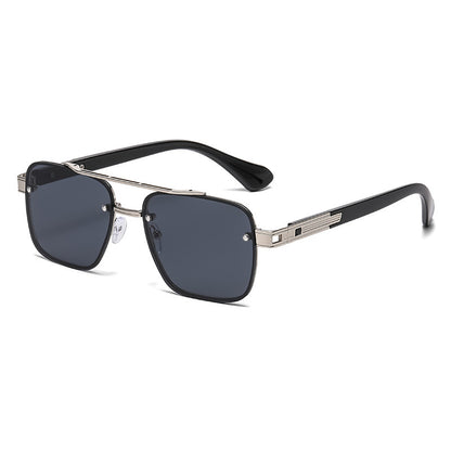 Unisex Half Frame Polygons Sunglasses With PC Lens Material In Golden, Perfect For Outdoor Use