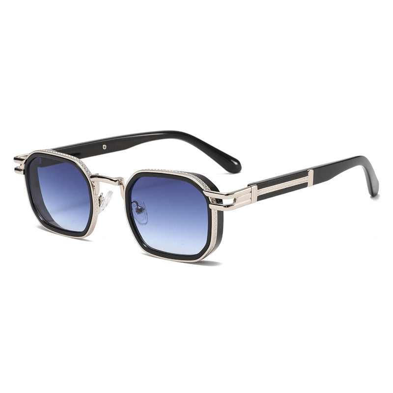 Unisex Full Frame Polygons Sunglasses With PC Lens Material In Golden, Perfect For Spring Season
