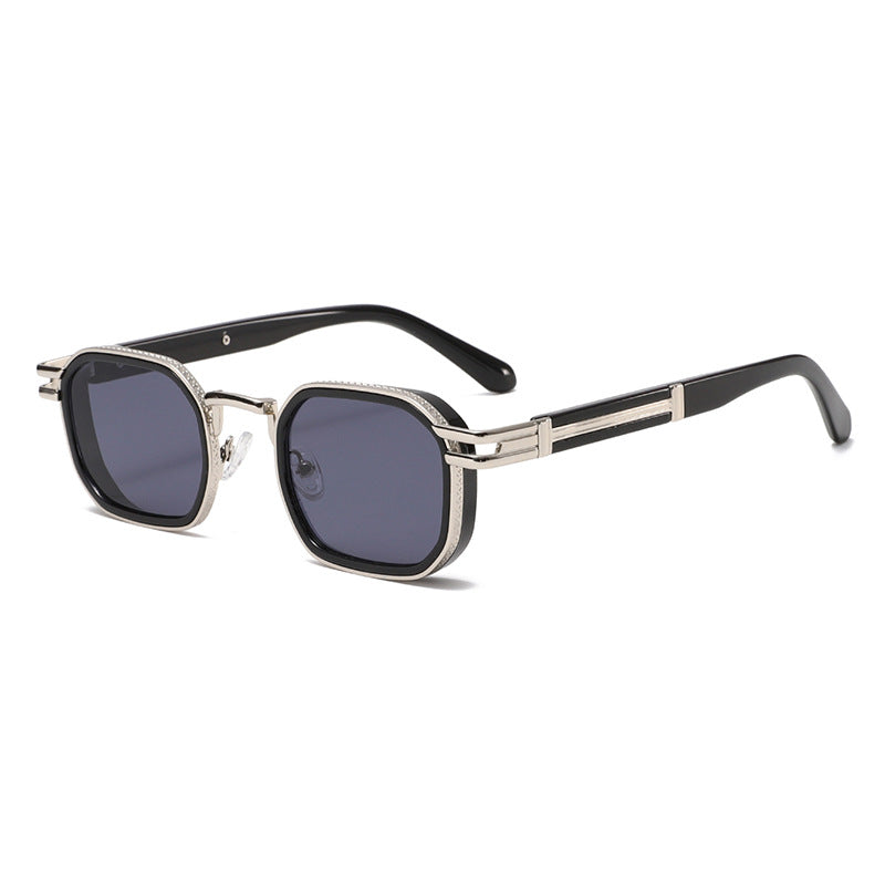 Unisex Full Frame Polygons Sunglasses With PC Lens Material In Golden, Perfect For Spring Season