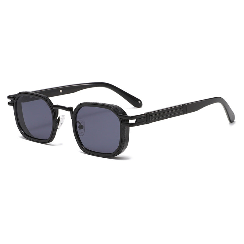 Unisex Full Frame Polygons Sunglasses With PC Lens Material In Golden, Perfect For Spring Season