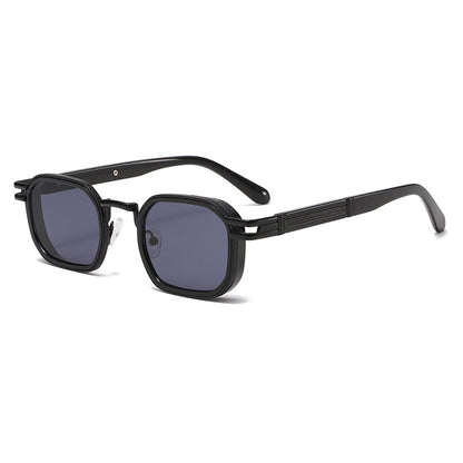 Unisex Full Frame Polygons Sunglasses With PC Lens Material In Golden, Perfect For Spring Season