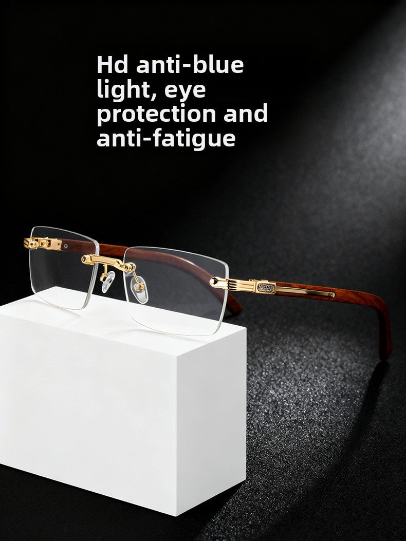 Frameless Square Blue Light Blocking Glasses With PC Lens Material, Ideal For Summer Wear