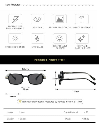 Unisex Square Full Frame Sunglasses With Ac Lens Material In Black, Perfect For Spring