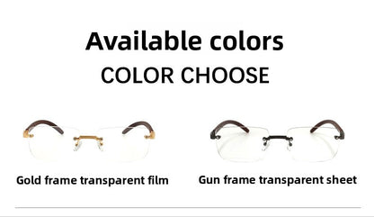 Frameless Square Blue Light Blocking Glasses With PC Lens Material, Ideal For Summer Wear