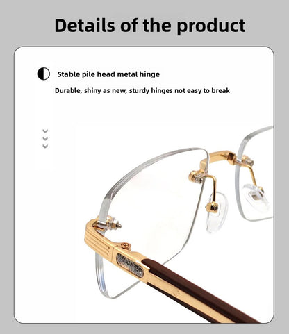 Frameless Square Blue Light Blocking Glasses With PC Lens Material, Ideal For Summer Wear