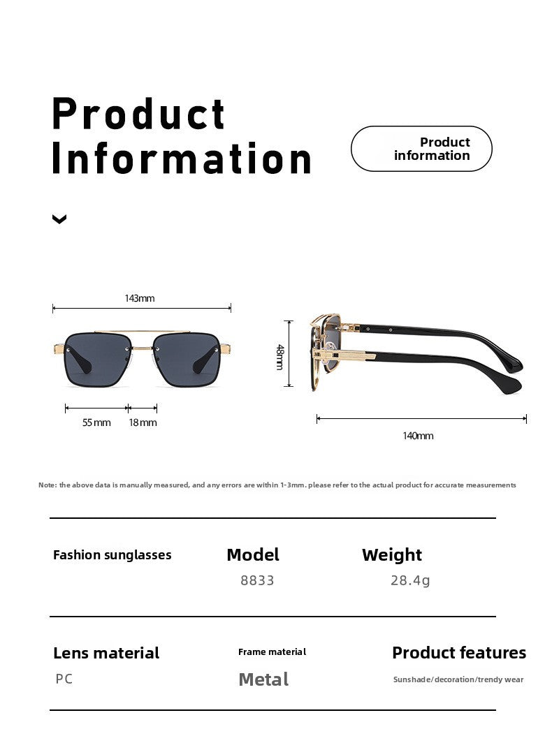 Unisex Half Frame Polygons Sunglasses With PC Lens Material In Golden, Perfect For Outdoor Use