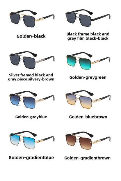 Unisex Half Frame Polygons Sunglasses With PC Lens Material In Golden, Perfect For Outdoor Use