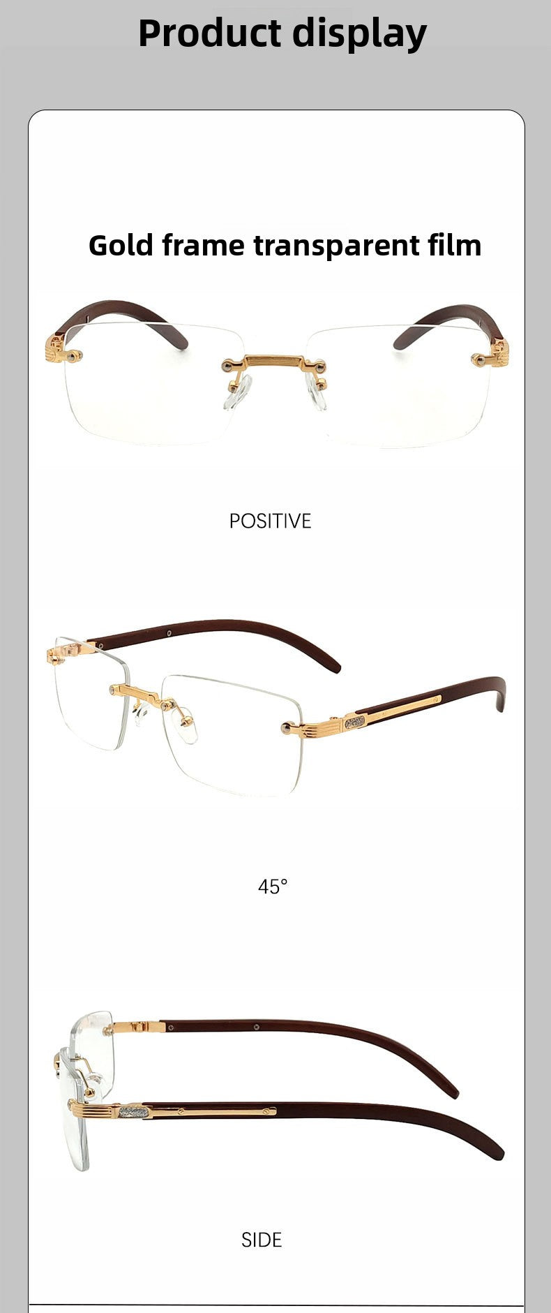 Frameless Square Blue Light Blocking Glasses With PC Lens Material, Ideal For Summer Wear