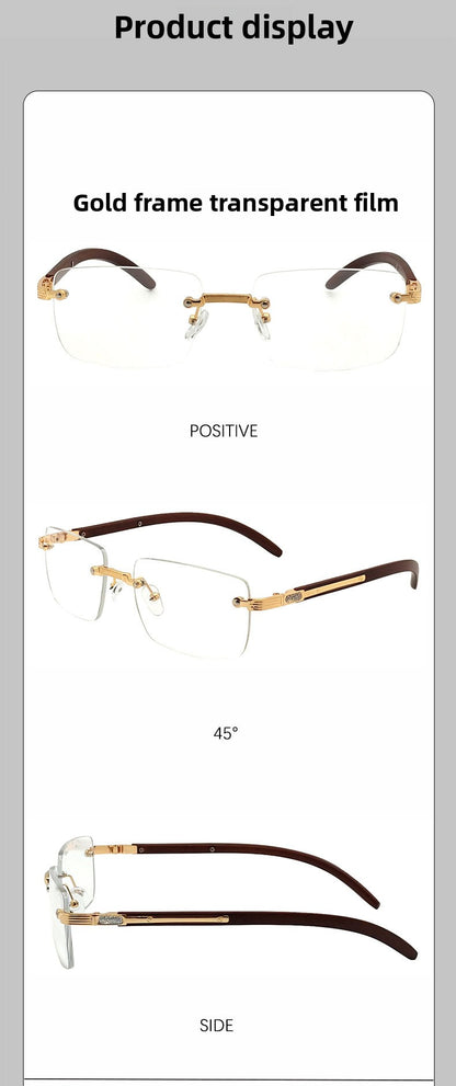Frameless Square Blue Light Blocking Glasses With PC Lens Material, Ideal For Summer Wear