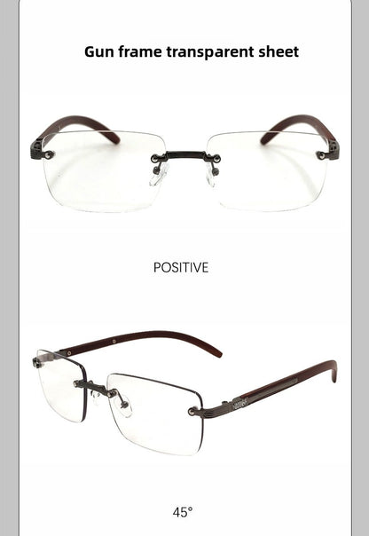 Frameless Square Blue Light Blocking Glasses With PC Lens Material, Ideal For Summer Wear