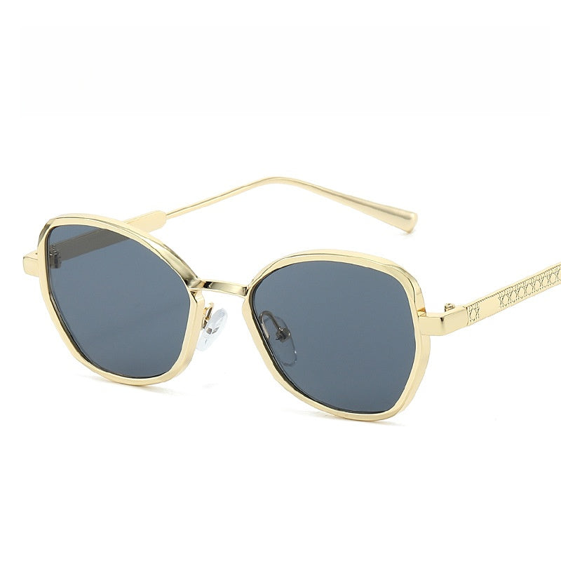 Unisex Polygons Full Frame Sunglasses With Ac Lens Material In Golden, Perfect For Spring Season