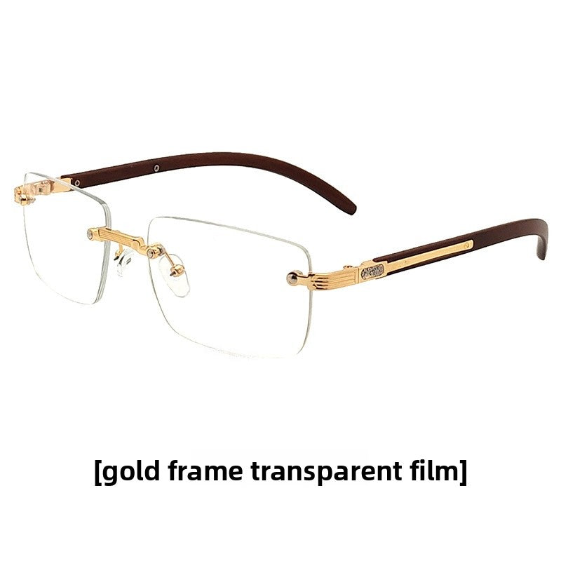 Frameless Square Blue Light Blocking Glasses With PC Lens Material, Ideal For Summer Wear